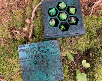 Dice Box: Wooden Polyhedral Dice Case, Laser-Engraved & Handcrafted Role-Playing Game Accessory - MADE TO ORDER