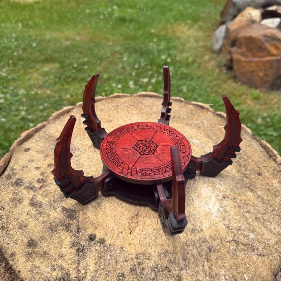Drink Coaster: "Grog Gripper" - Wooden Interactive Coaster, RPG Accessory, Laser Engraved Artwork, Customizable Claw Color, Great Gamer Gift