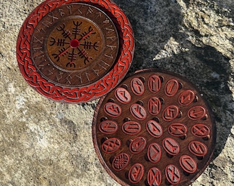 Runes Set: "Wanderer's Wisdom" - Laser-Engraved Elder Futhark Runes w/ Portable Case - MADE TO ORDER