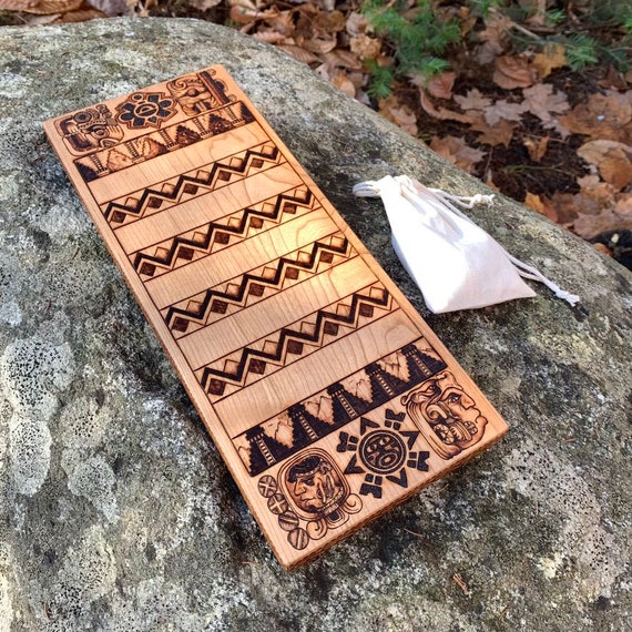 Puluc: Strategy Game w/ pre-Columbian Mesoamerican Origins, Wooden Board Game, Handcrafted & customizable, wood-burned artwork - Boolik, Bul