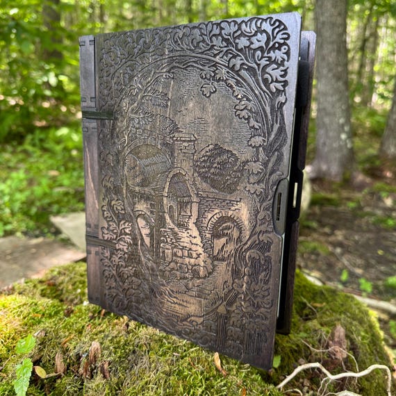 RPG Binder: Wooden A5 Binder, RPG Campaign Notebook, Journal Book, Photo Binder, Recipe Book, Laser Engraved Artwork w/ Customizable Options