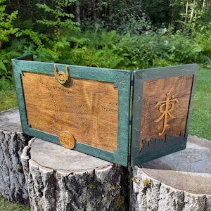 Dungeon Master's Screen: "Middle Earth Wanderings" - Wooden Tolkien-themed Game Master Screen - MADE TO ORDER