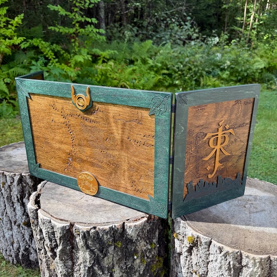 Dungeon Master's Screen: "Middle Earth Wanderings" - Wooden Tolkien-themed Game Master Screen for RPGs, Lord of the Rings, D&D, Dragonslayer