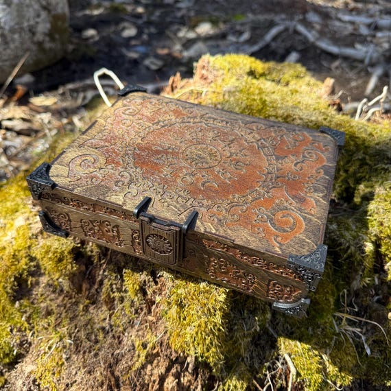 Jewelry Box: "Alchemy Twist"; Laser-Engraved Jewelry Box, Compartmented Velvet-lined Interior, Memento Box, Gaming Box, CUSTOMIZABLE OPTIONS