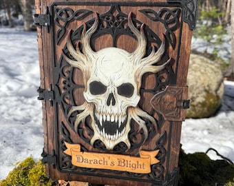 Book Box: "Darach's Blight" - Handcrafted Wooden Case w/ Druidic Grimoire Theme - MADE TO ORDER