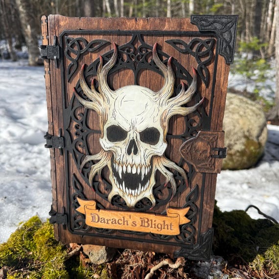 Book Box: "Darach's Blight" - Handcrafted Wooden Case w/ Druidic Grimoire Theme - MADE TO ORDER