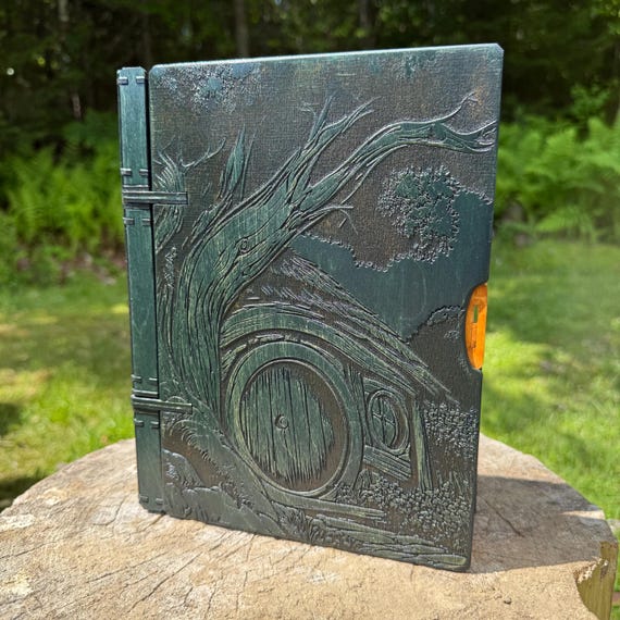 Wooden Binder: "Tolkien's Tales" - A5-Sized Notebook, Tolkien Literary Theme, Laser-Engraved, Customizable - MADE TO ORDER