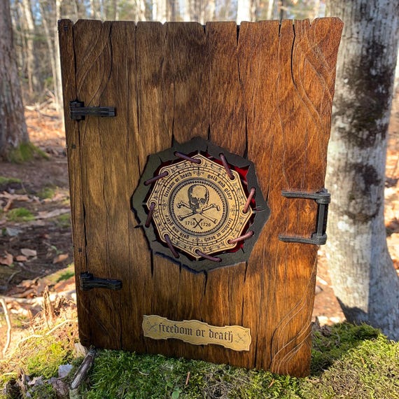 Book Box: "Chronicles of the Golden Age"; Laser-Engraved Wooden Box w/ Pirate-themed Artwork, Handcrafted Case w/ magnetic latch closure