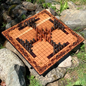 Hnefatafl Board Game: 15x15 square grid - historic Coppergate Tafl & modern Serif Cross game variants, Handmade Wooden Game, Customizable