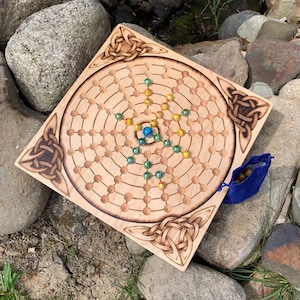 Fidchell Board Game: Celtic-Irish Game of Escape & Capture, Handcrafted Wooden Traditional Board Game, Wood Burned Artwork, Custom Options