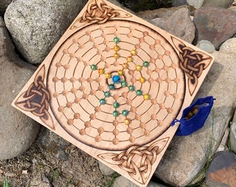 Fidchell: Handcrafted Wooden Celtic-Irish Traditional Board Game, Wood-burned Artwork, Customizable - MADE TO ORDER