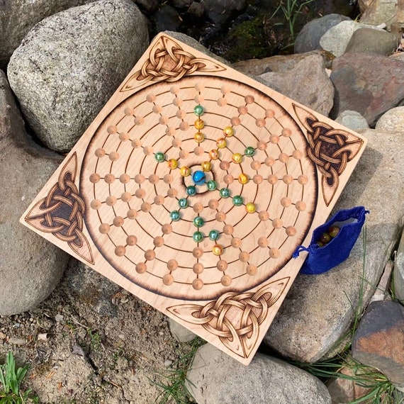 Fidchell: Ancient Celtic Irish Boardgame of Escape & Capture; Handcrafted Wooden Traditional Game, Customizable, Woodburned Art - Fidhcheall