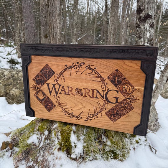 Board Game Vault: Custom Wooden Storage Box for Ares Games "War of the Ring" ANNIVERSARY EDITION + Expansions - Handcrafted, Wood-burned Art