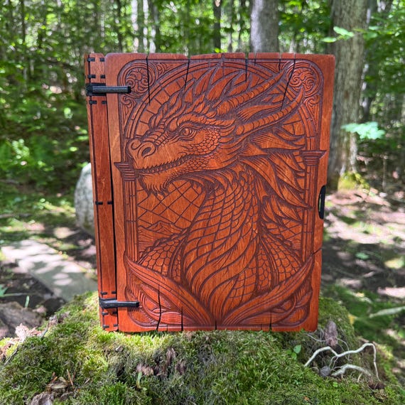 RPG Binder: Wooden A4 Binder, RPG Campaign Notebook, Journal Book, Photo Binder, Recipe Book, Laser Engraved Artwork & Customizable Options