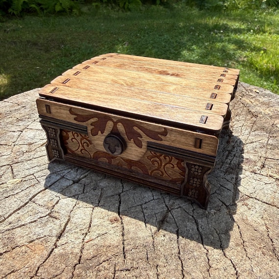 Jewelry Box: Bracelet or Watch Box, Small Laser-Engraved Treasure Chest, Customizable - MADE TO ORDER