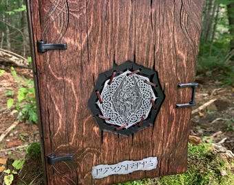Book Box: "Archives of the Dragonborn" - Handcrafted Wooden Case w/ Skyrim-themed Artwork - MADE TO ORDER