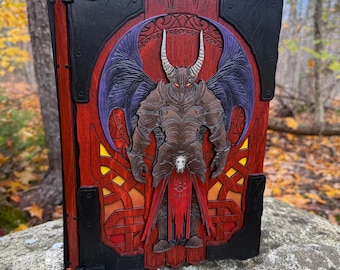 Book Box: "Abyssal Acolytes" - Laser-Engraved & Handcrafted Wooden Spellbook-themed Case - MADE TO ORDER