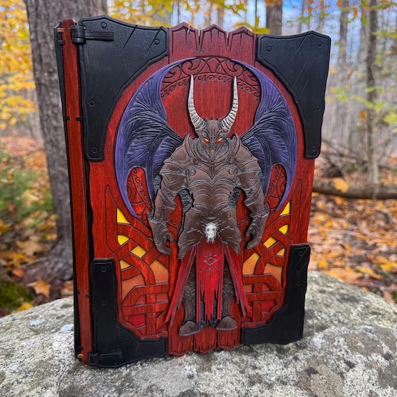 Book Box: "Acolytes of the Abyss"; Laser-Engraved & Handcrafted Wooden Case, Dark Fantasy-themed Box, Spellbook Box, Velvet-lined Interior