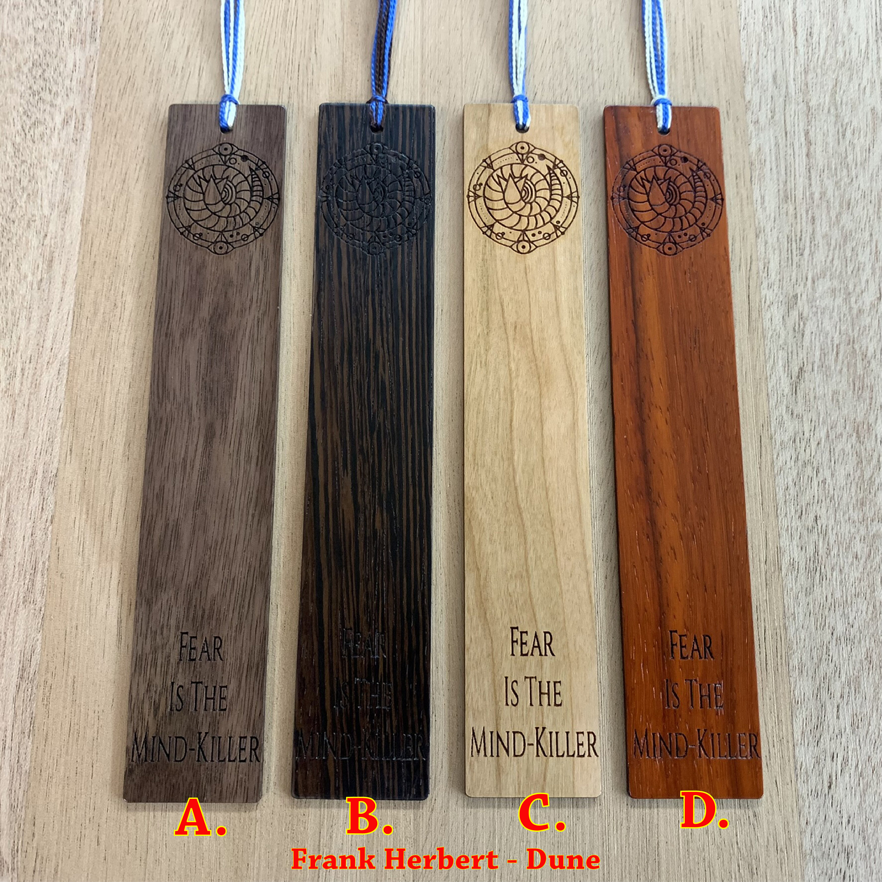 Bookmark: Wooden Bookmark for avid readers, Sci-Fi, Fantasy, Horror themed  designs, Laser-Engraved domestic & exotic woods - Bookworm Gift