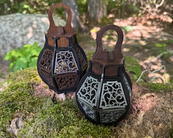 Candle Holder: “Luminaria” - Wooden Tavern Lantern for Flameless Votive or Tealight - MADE TO ORDER