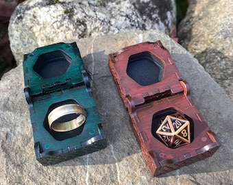 D20 Box: Mini-Chest, Engagement Ring Presentation, Dice Jail, Custom Colors & Personalization - MADE TO ORDER