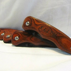 Set of 5 Groomsmen Pocket Knives - Rosewood Pocket Clip