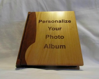 Design Your Own Custom Engraved Wood Photo Album- Large Personalized Photo Album with Sleeves