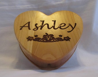 Custom Engraved Wooden Heart Keepsake Box