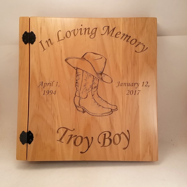 Memorial Custom Engraved Photo Book - In Loving Memory 3 Ring Engraved Photo Album