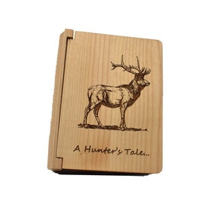 Custom Engraved Wooden Hunting Photo Album – Hunter’s Tale Small Photo Album – Gift Ideas for Hunter or Outdoorsman