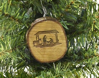 Nativity Rustic Wood Ornament