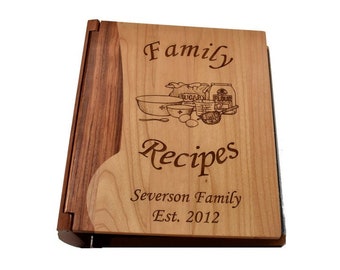 Personalized Family Recipe Book - Custom Engraved Large Family Recipes Album