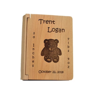 Personalized Rustic Baby Photo Book – Baby Stats Small Wooden Photo Album Personalized