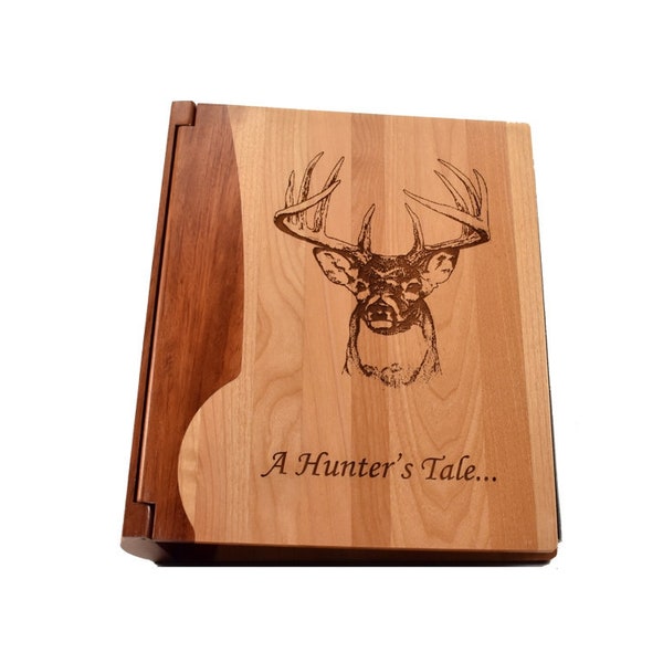 Custom Engraved Rustic Hunting Photo Album – Hunter’s Tale Large Photo Album – Deer Duck Elk Hunter Gift