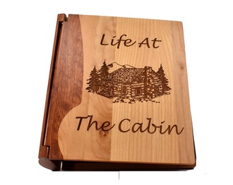 Engraved Wood Personalized Photo Album – Life at the Cabin Large Photo Album