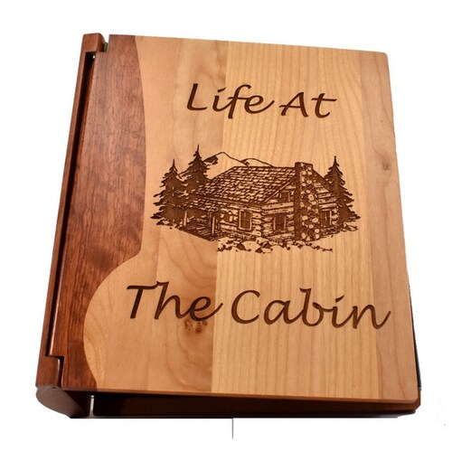 Engraved Wood Personalized Photo Album – Life at the Cabin Large Photo shops Album