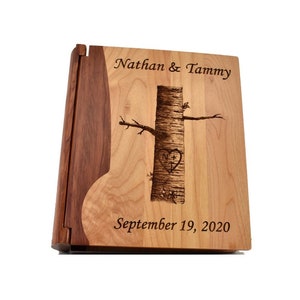 Personalized Outdoorsy Wedding Photo Album- Large Custom Engraved Birch Tree Photo Album with Sleeves