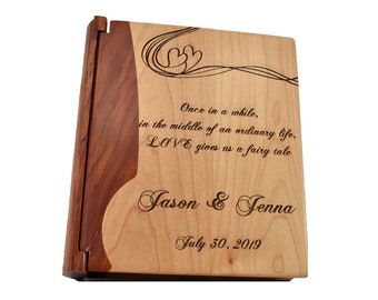 Personalized Wedding Quote Photo Album- Engraved Large Wood Photo Album