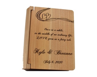 Personalized Wedding Quote Small Photo Album- Custom Engraved Wood Photo Album