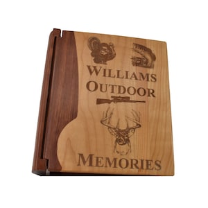 Custom Engraved Rustic Photo Album- Large Wooden Photo Album- Outdoor Memories Style 1