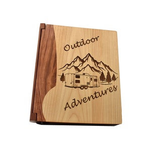 Custom Wooden Engraved Photo Album- Personalized Outdoor Adventures Large Family Photo Album