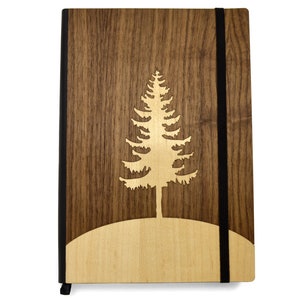 Tree Engraved Wooden Notebook