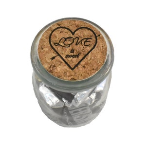 Custom Mini Glass Jars with Cork Lids- Love Is Sweet Wedding Favor Jar- Wedding Favors For Guests In Bulk- Unique Cute Wedding Favors