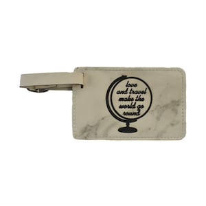 Love and Travel Custom Luggage Tag Bulk- Wedding Travel Theme Favors For Guests In Bulk- Marble Wedding