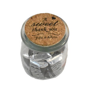 Bridal Shower Favors- Wedding Favors For Guests In Bulk- A Sweet Thank You Glass Jars with Cork Lid- Unique Small Glass Jars Wedding Favors