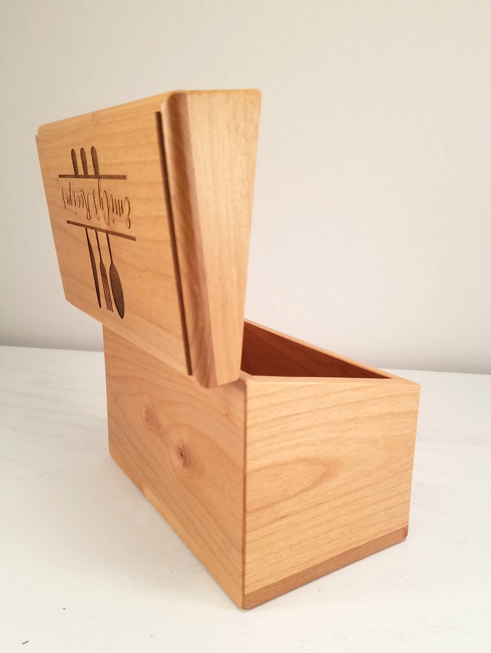 Custom Engraved Wooden Recipe Box Style 2 Etsy