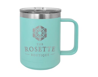 Polar Camel Custom Logo Mugs in Bulk - Company Logo Custom Engraved 15 oz Insulated Travel Coffee Mug – Client Employee Job Promotion Gifts