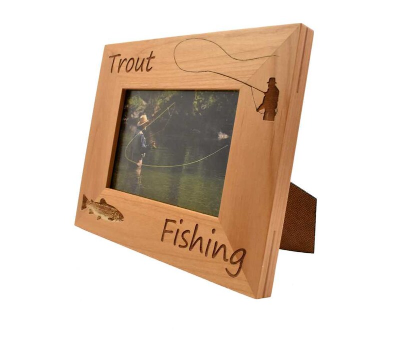 Custom Engraved Wooden Photo Frame Fly Fishing Gift Idea for Etsy