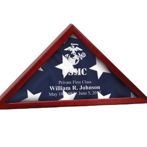 Flag Display Case With Personalized Engraving for Standard Etsy