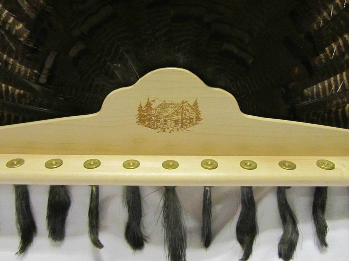 Turkey Beard Plaque with Fan Mount Engraved Hardwood Etsy